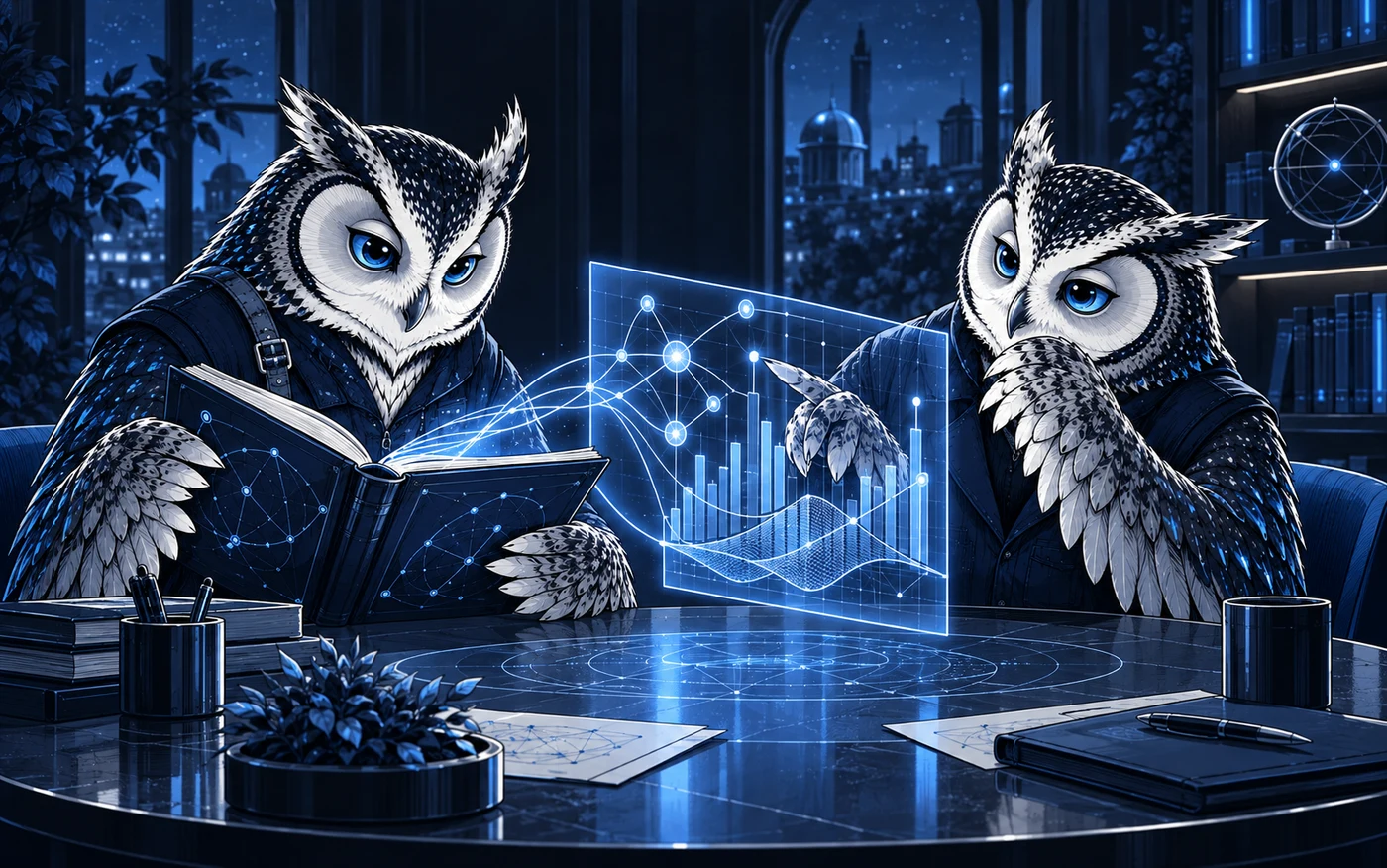 Comic owl analysts tracing financial information back to source documents